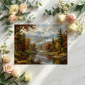 Autumn River Valley Landscape Mural Wallpaper — Impressionistic Scenery Mural Wallpaper - room preview 02