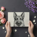 German Shepherd Portrait Mural Wallpaper — Fine Line Art Style Mural Wallpaper - room preview 02