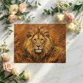Lion Portrait Mural Wallpaper — Impasto Oil Painting Style Mural Wallpaper - room preview 02