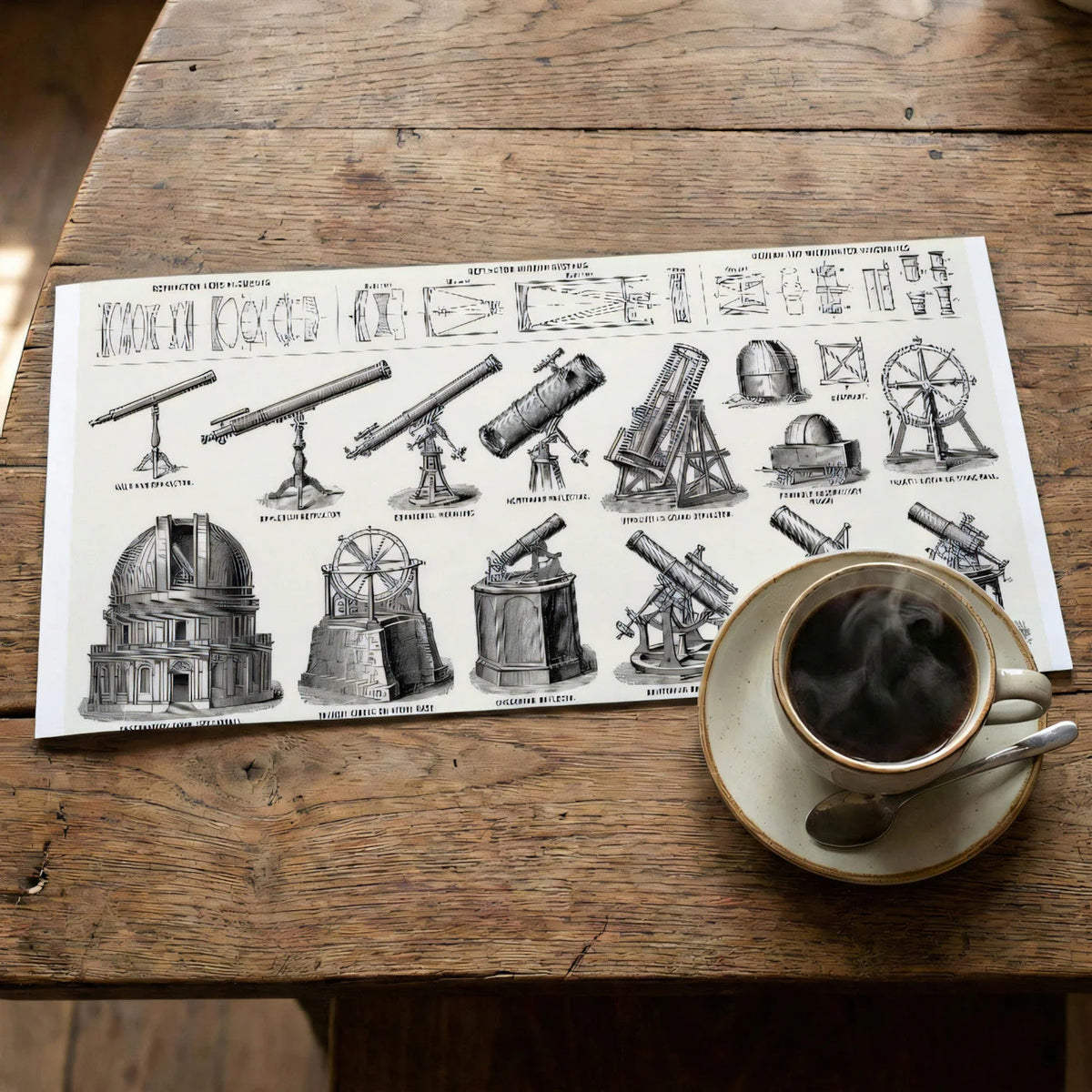 Vintage Astronomical Telescope Study Mural Wallpaper - room preview 02