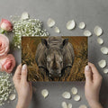 Rhino Portrait Oil Painting Mural Wallpaper — Textured Safari Art Mural Wallpaper - room preview 02