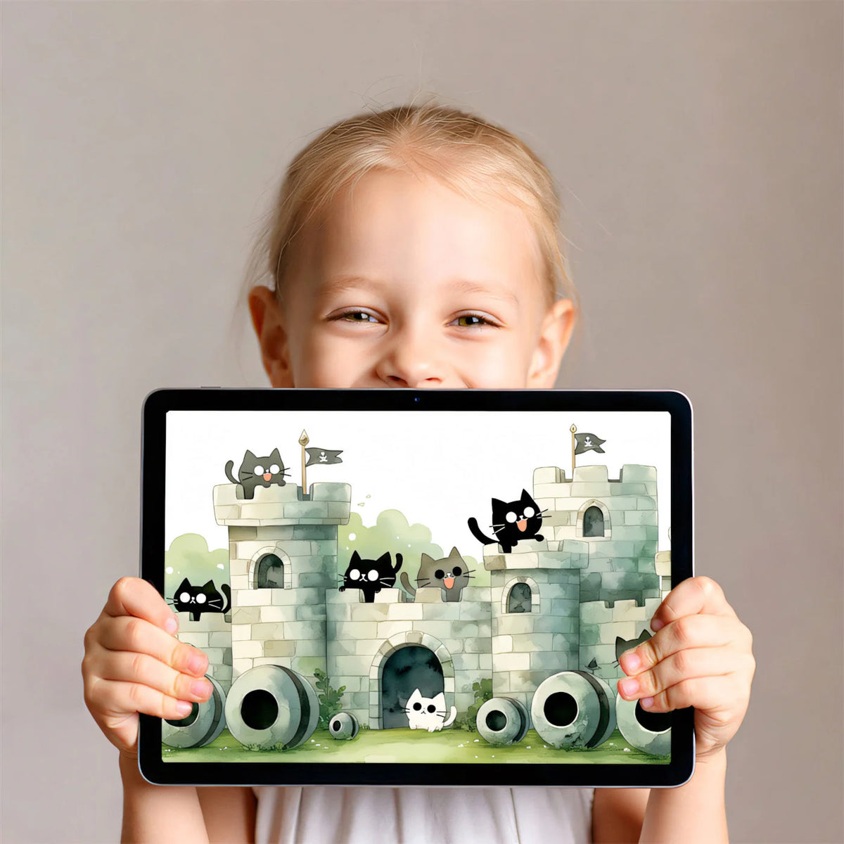 Castle of Playful Cats Mural Wallpaper — Whimsical Kids Decor Mural Wallpaper - room preview 02