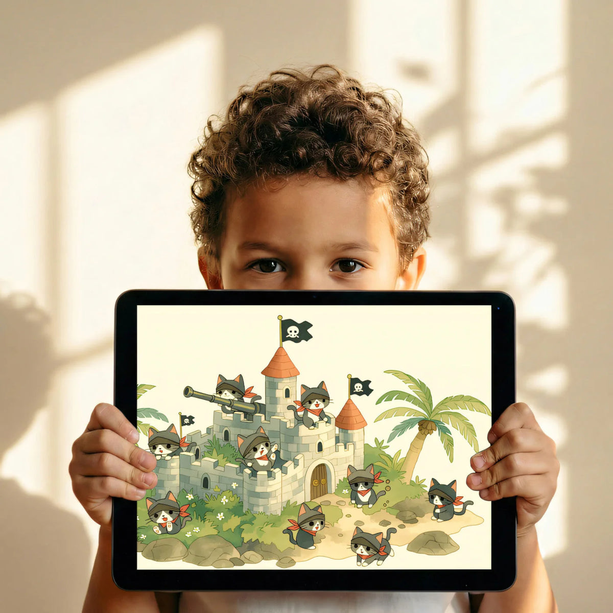 Cat Pirate Fortress Mural Wallpaper — Playful Whimsical Design Mural Wallpaper - room preview 02