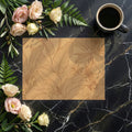 Monochromatic Botanical Line Art Mural Wallpaper — Warm Ochre Mural Wallpaper - room preview 02