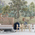 Enchanted Woodland Picnic Mural Wallpaper — Storybook Illustration Mural Wallpaper - room preview 02