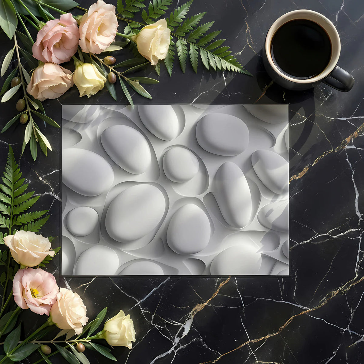 Sculpted Pebble Wall Mural Wallpaper — Modern Minimalist Design Mural Wallpaper - room preview 02
