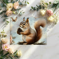 Vintage Squirrel and Rose Botanical Mural Wallpaper - room preview 02