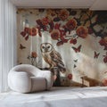 Vintage Owl and Rose Garden Mural Wallpaper - room preview 02