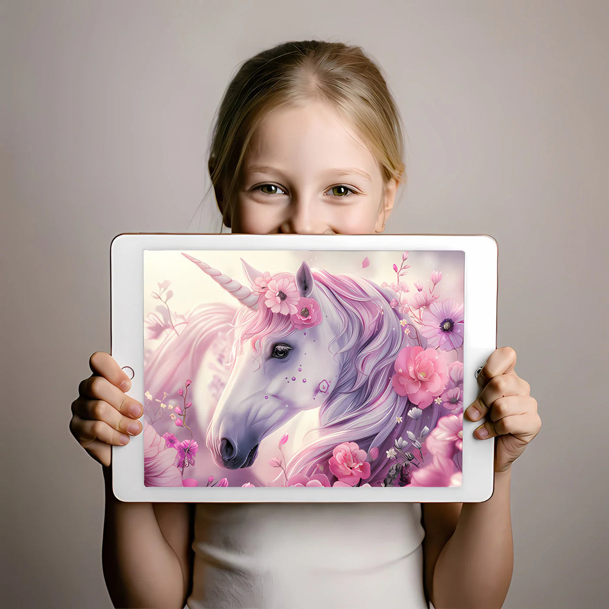 Unicorn and Blossoms Mural Wallpaper — Whimsical Floral Fantasy Mural Wallpaper - room preview 02