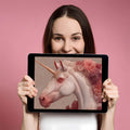 Floral Unicorn Mural Wallpaper with Soft Blush Tones Mural Wallpaper - room preview 02