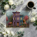 Townhouse Garden Mural Wallpaper —Whimsical Architectural Scene Mural Wallpaper - room preview 02