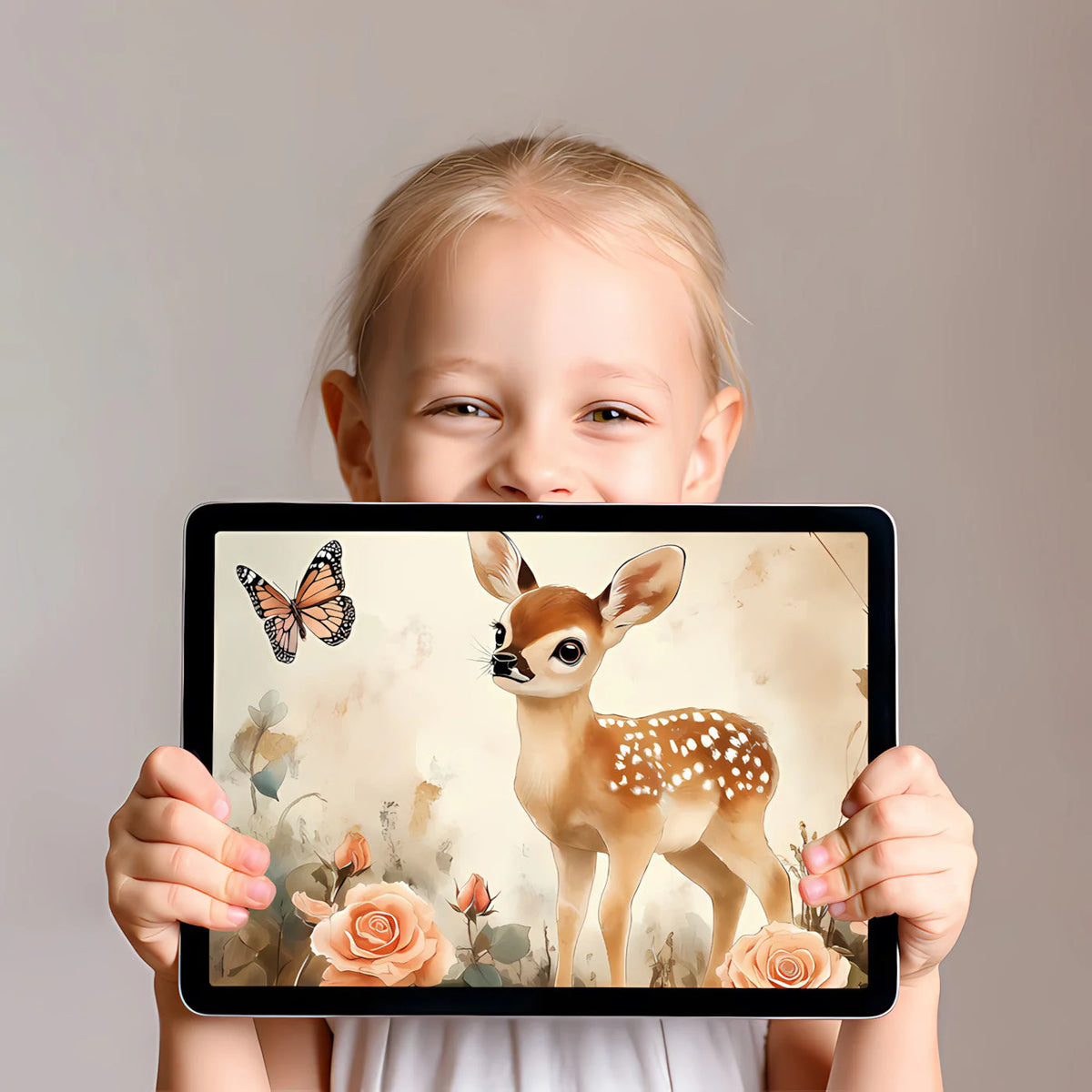 Fawn and Rose Garden Mural Wallpaper — Whimsical Nature Scene Mural Wallpaper - room preview 02