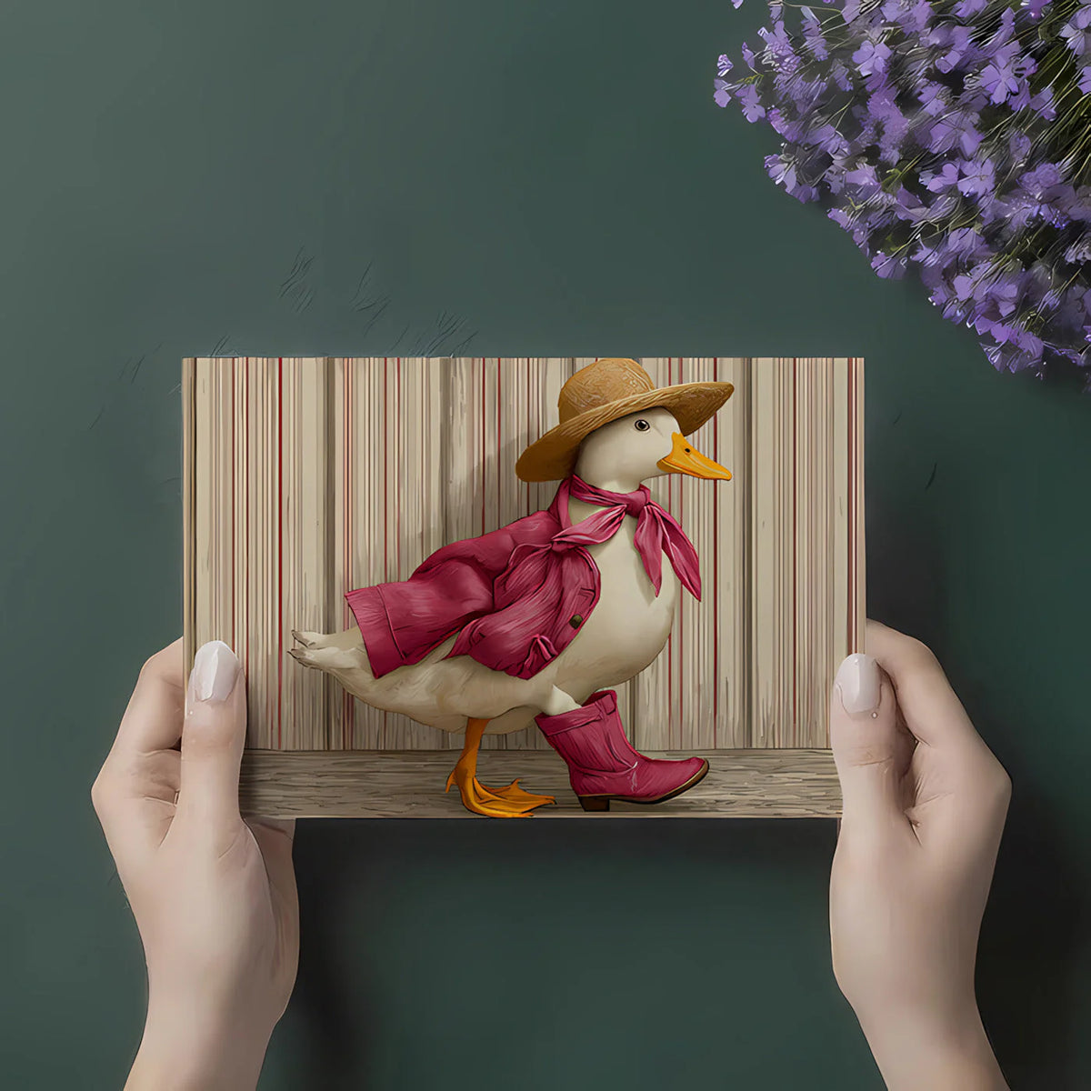 Dapper Duck Mural Wallpaper — Whimsical Storybook Illustration Mural Wallpaper - room preview 02