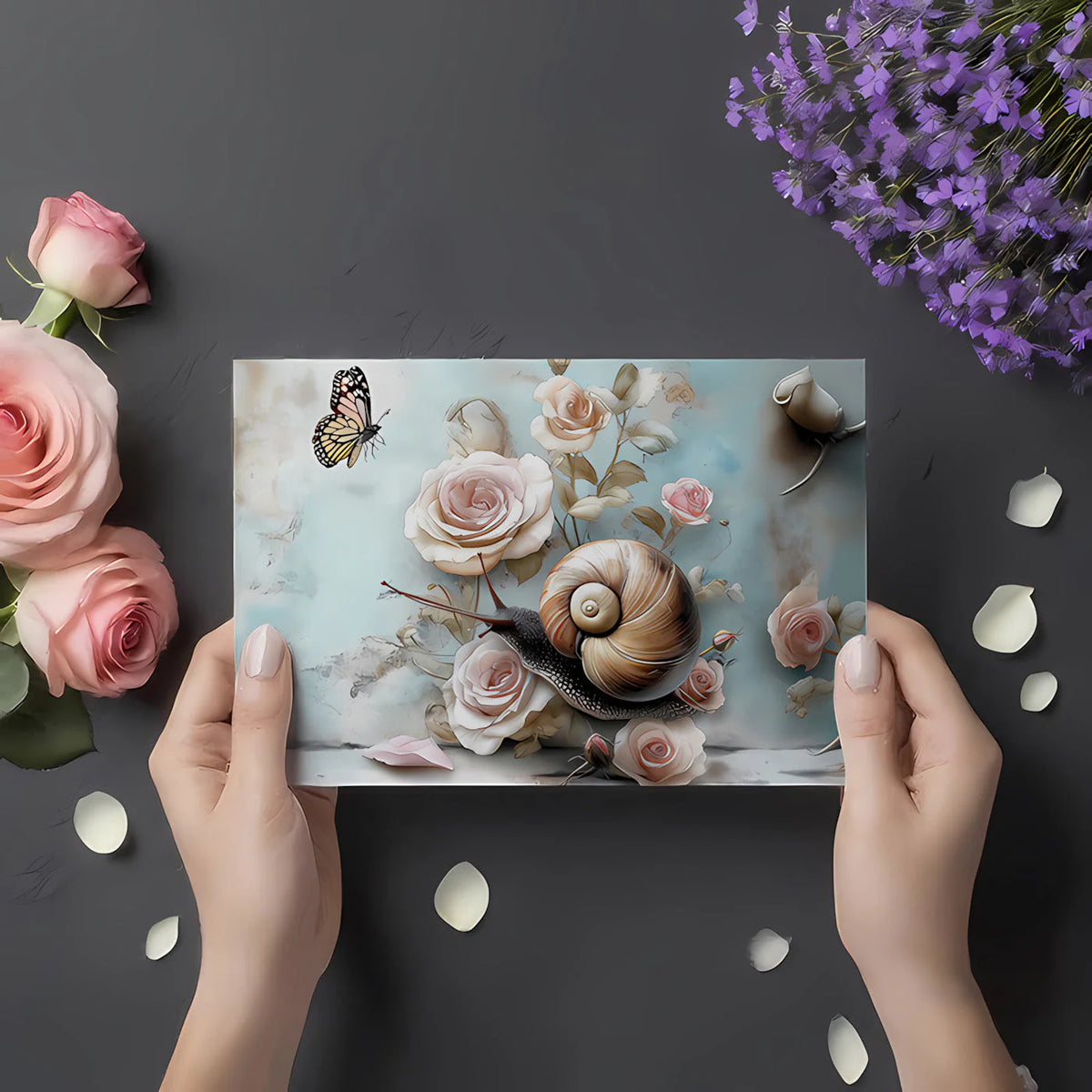 Snail and Rose Garden Mural Wallpaper — Whimsical Soft Aesthetic Mural Wallpaper - room preview 02