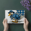 Dapper Traveler Duck Mural Wallpaper — Whimsical Blue Motif Mural Wallpaper - room preview 02