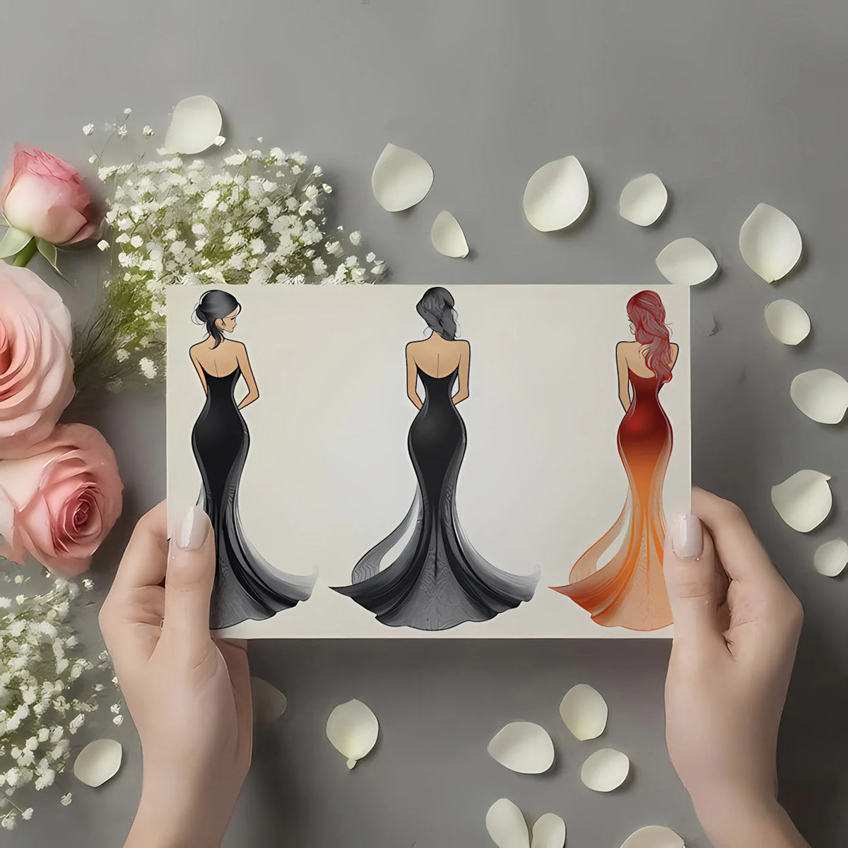 Elegant Silhouette Fashion Mural Wallpaper — Sophisticated Line Art Mural Wallpaper - room preview 02