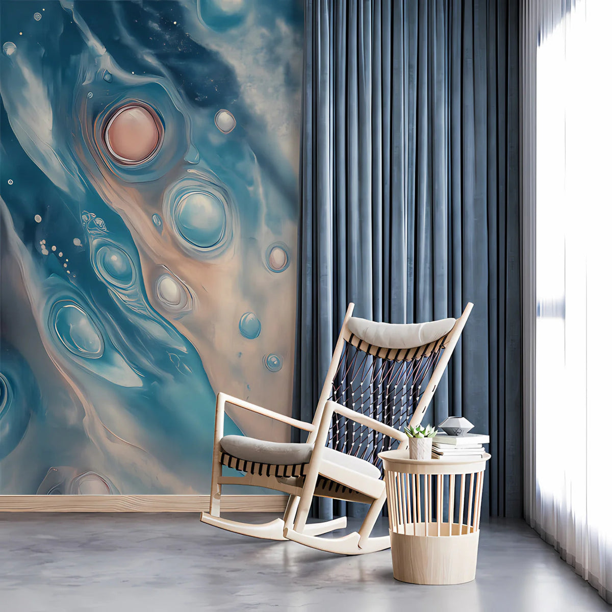 Abyssal Fluid Motion Mural Wallpaper — Modern Abstract Art Mural Wallpaper - room preview 02