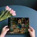 Garden Stroll Oil Painting Mural Wallpaper in Teal and Ochre Mural Wallpaper - room preview 02