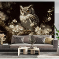 Nocturnal Owl and Cherry Blossom Mural Wallpaper - room preview 02