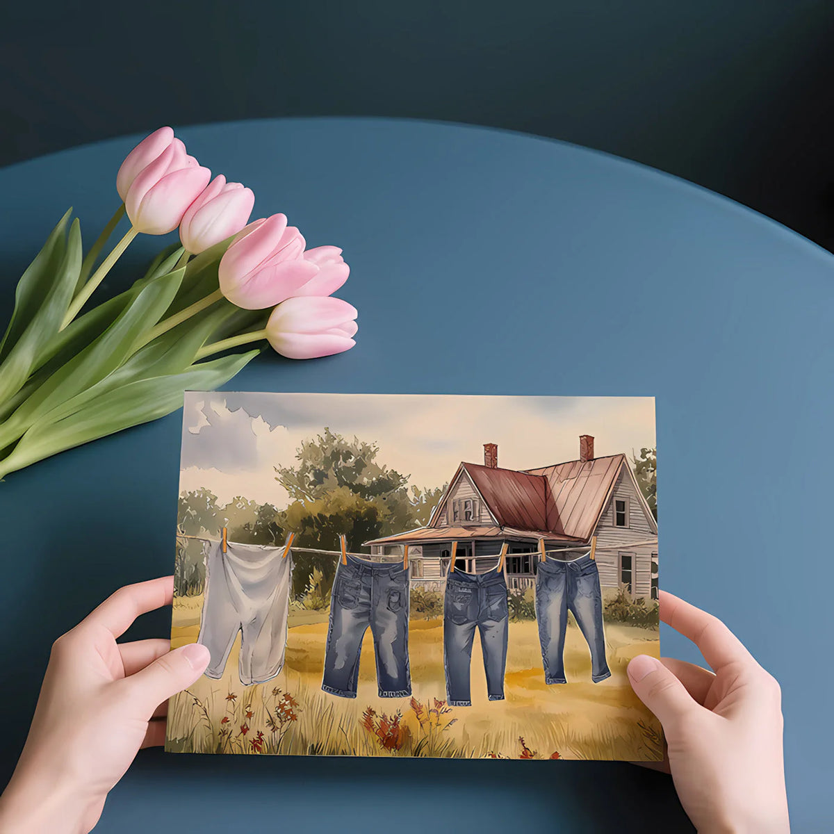Country Homestead Mural Wallpaper — Pastoral Watercolor Scene Mural Wallpaper - room preview 02