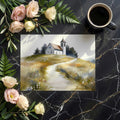 Country Chapel Watercolor Landscape Mural Wallpaper - room preview 02