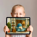 Whimsical Bathing Whale Mural Wallpaper — Storybook Illustration Mural Wallpaper - room preview 02