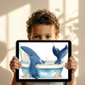 Bathing Whale Mural Wallpaper — Whimsical Aquatic Design Mural Wallpaper - room preview 02