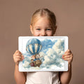 Elephant Pilot Hot Air Balloon Mural Wallpaper — Whimsical Travel Mural Wallpaper - room preview 02