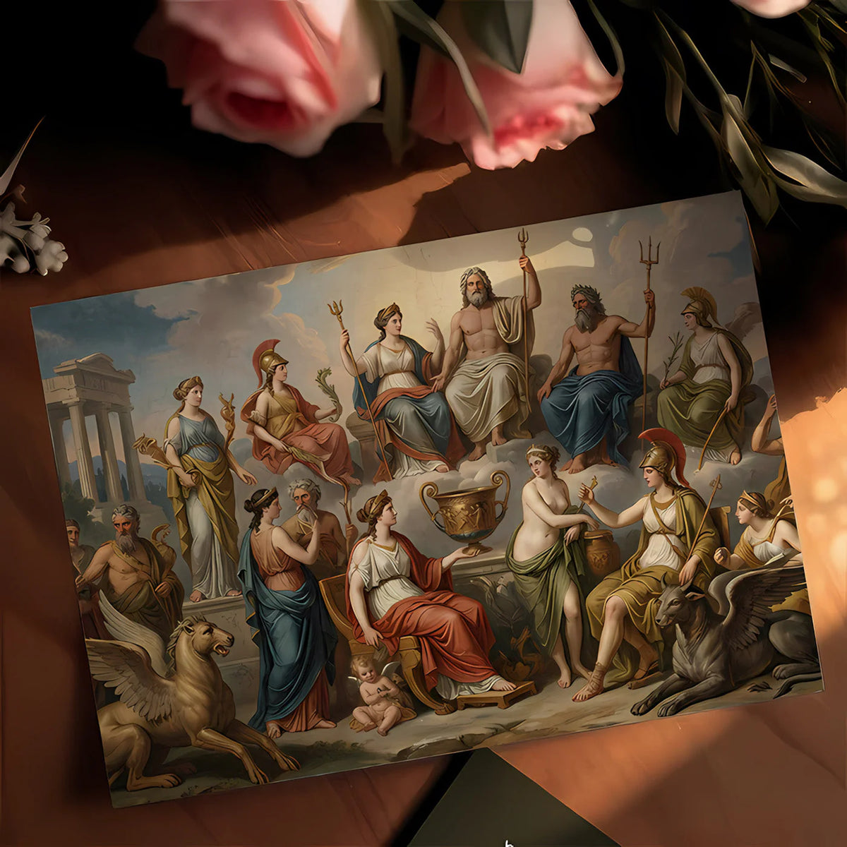 Olympian Pantheon Mural Wallpaper — Classical Mythology Scene Mural Wallpaper - room preview 02