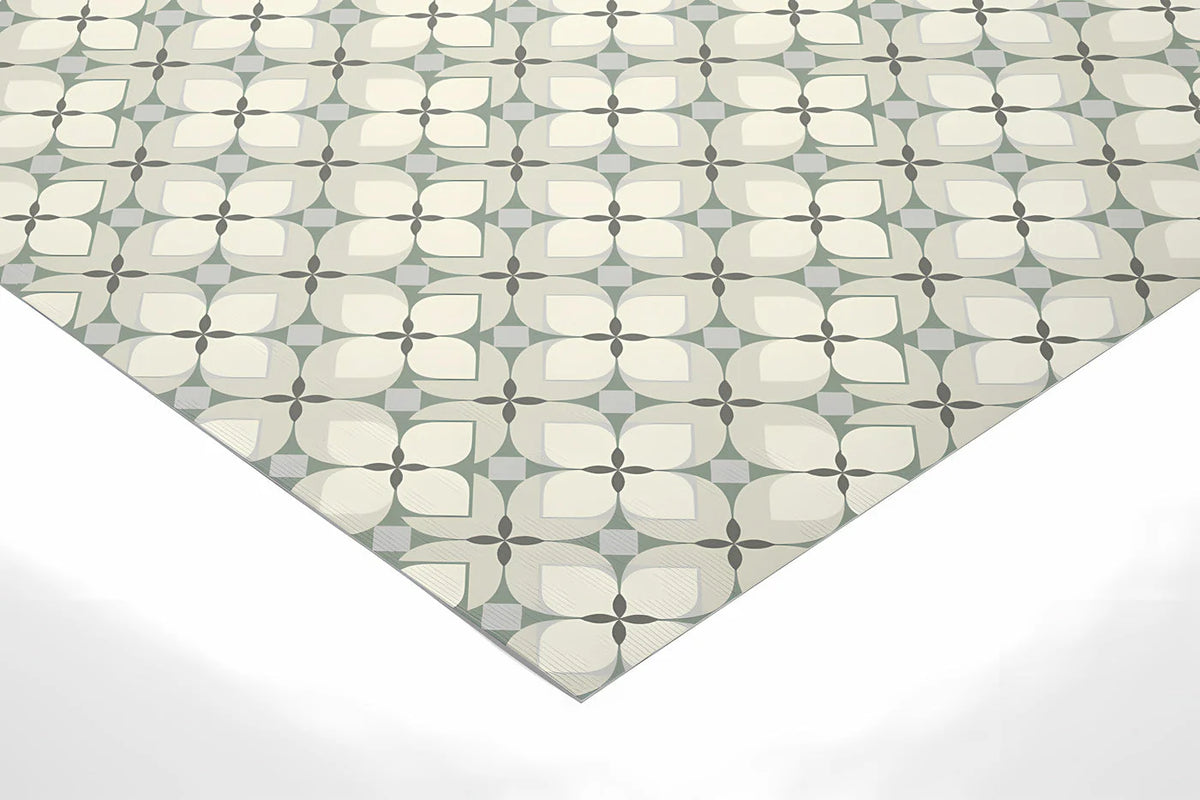 Geometric Petal Mural Wallpaper — Soft Sage and Neutral Tile Mural Wallpaper - room preview 02