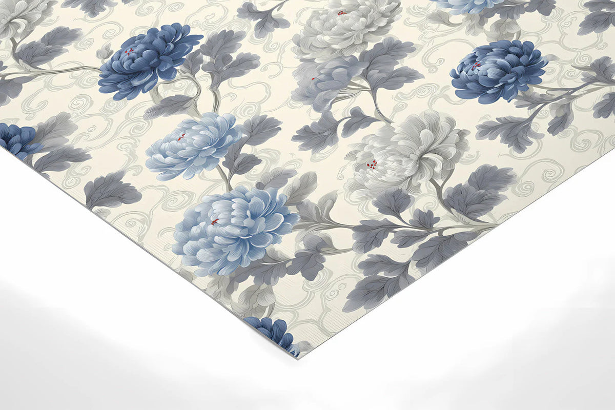 Chinoiserie Floral Mural Wallpaper in Classic Blue and Cream Mural Wallpaper - room preview 02