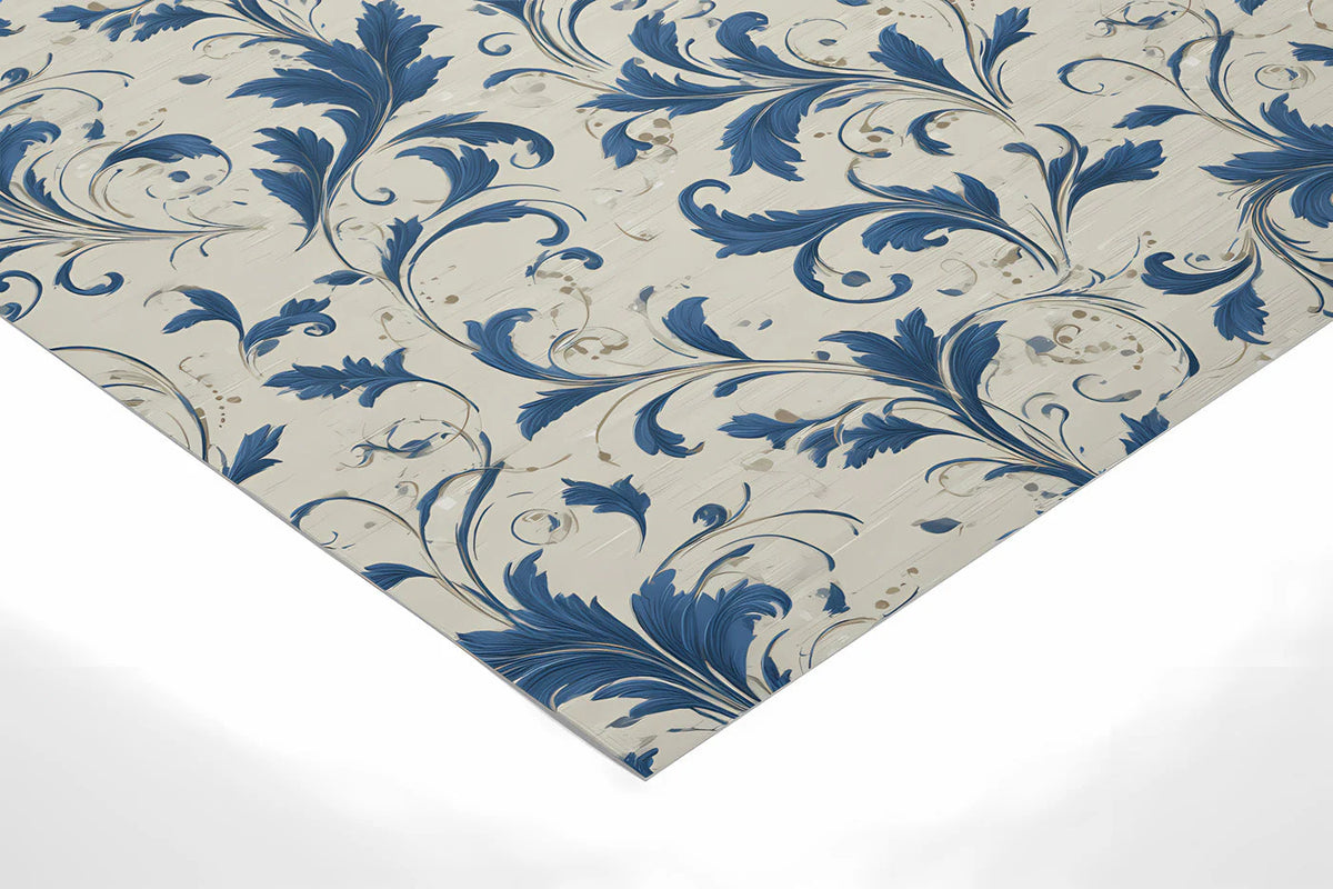 Indigo Acanthus Leaf Mural Wallpaper — Classic Floral Design Mural Wallpaper - room preview 02