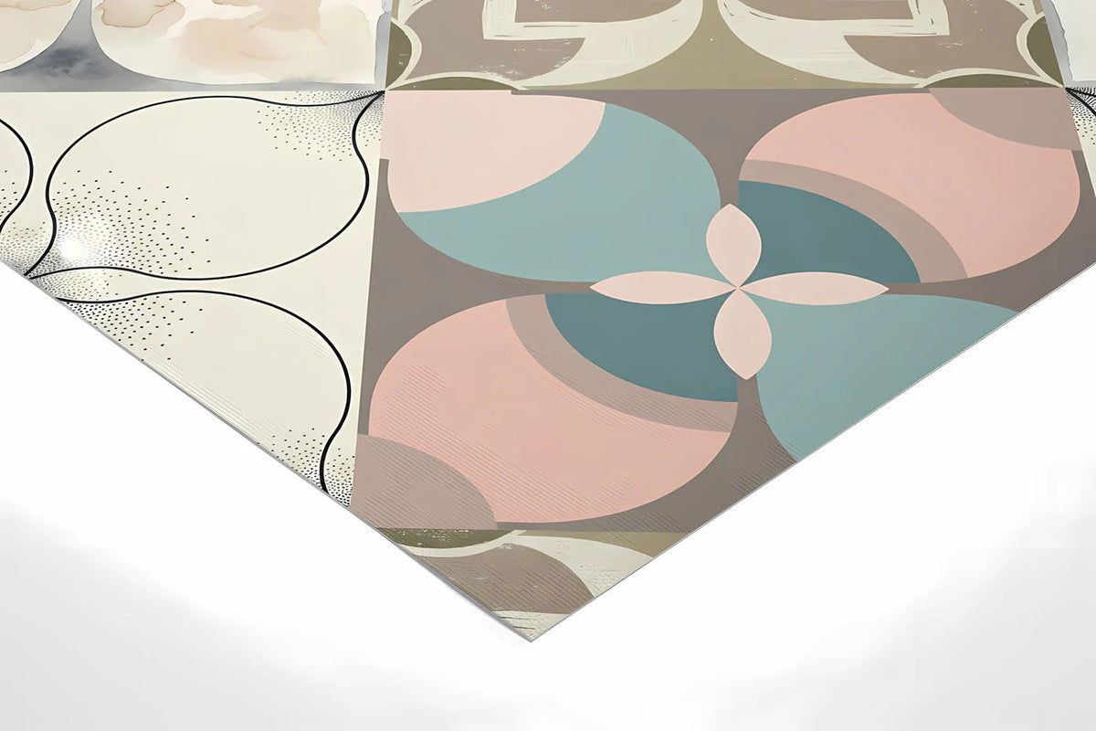 Geometric Floral Mural Wallpaper — Soft Pastel Art Deco Pattern Mural Wallpaper - room preview 02