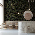 Olive Branch Botanical Mural Wallpaper — Dark Botanical Design Mural Wallpaper - room preview 02