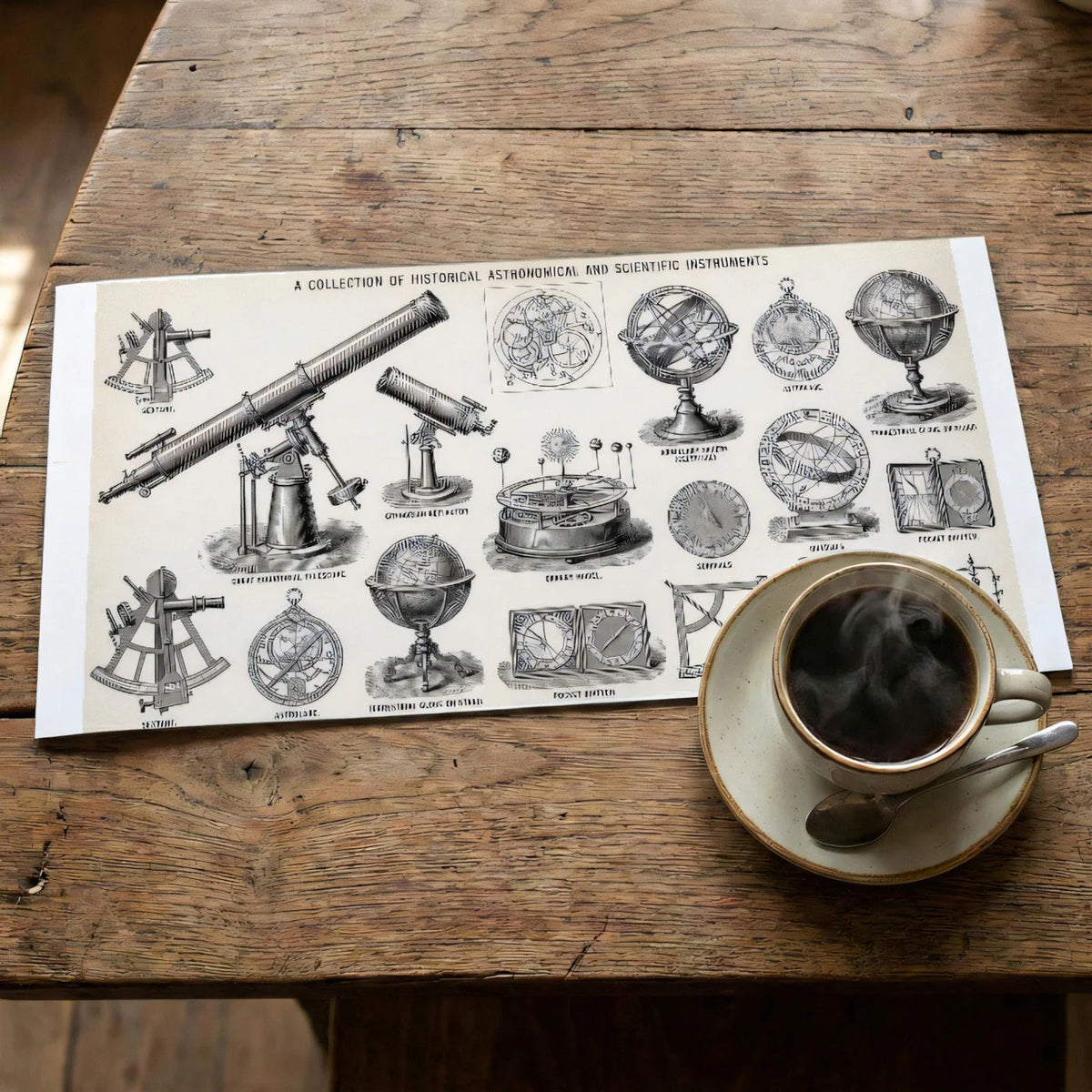 Historical Astronomical Instruments Mural Wallpaper in Ink Black Mural Wallpaper - room preview 02