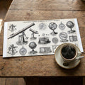 Historical Astronomical Instruments Mural Wallpaper in Ink Black Mural Wallpaper - room preview 02
