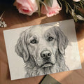 Golden Retriever Sketch Mural Wallpaper — Classic Ink Line Art Mural Wallpaper - room preview 02