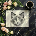 Stippled Ragdoll Cat Mural Wallpaper — Detailed Ink Art Mural Wallpaper - room preview 02