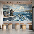 Deep Sea Fishing Adventure Mural Wallpaper — Coastal Nautical Design Mural Wallpaper - room preview 02