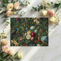 Exotic Botanical Peacock Mural Wallpaper in Deep Forest Green Mural Wallpaper - room preview 02
