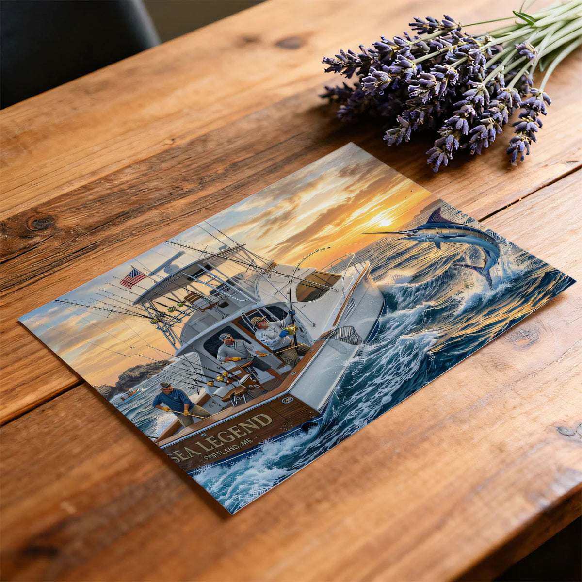 Deep Sea Sport Fishing Mural Wallpaper — Nautical Sunset Mural Mural Wallpaper - room preview 02