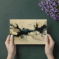 Abstract Plaster Texture Mural Wallpaper in Monochrome and Navy Mural Wallpaper - room preview 02