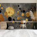 Gilded Ink Splatter Mural Wallpaper — Abstract Artistic Design Mural Wallpaper - room preview 02