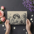 Vintage Lunar Moonscape Mural Wallpaper in Etched Style Mural Wallpaper - room preview 02