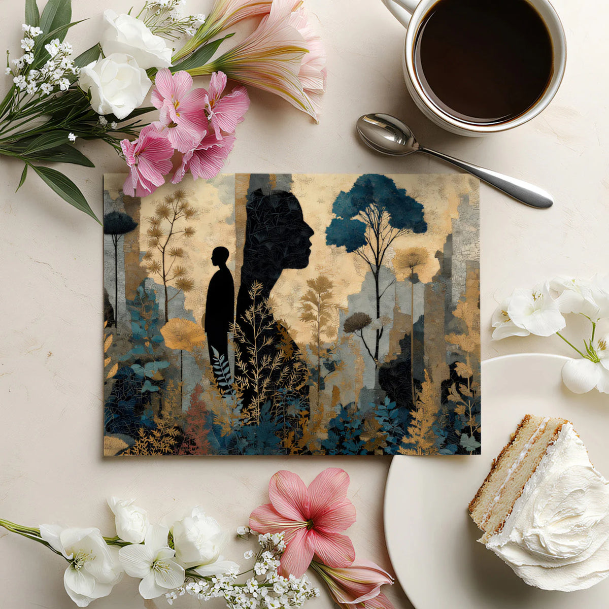 Silhouette and Ancient Ruins Mural Wallpaper in Earthy Tones Mural Wallpaper - room preview 02