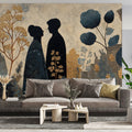 Starlit Garden Silhouette Mural Wallpaper in Gold and Slate Mural Wallpaper - room preview 02