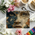 Surreal Botanical Portrait Mural Wallpaper — Artistic Line Art Mural Wallpaper - room preview 02