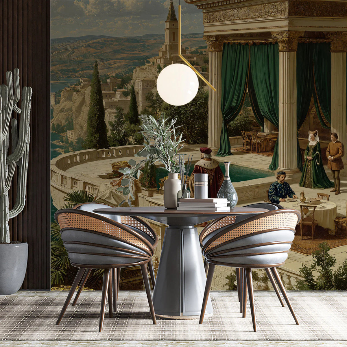 Renaissance Mediterranean Harbor Mural Wallpaper - room preview 02