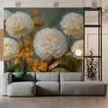Golden Chrysanthemum Floral Mural Wallpaper - room preview 02