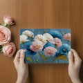 Impressionistic Floral Mural Wallpaper in Dusty Blue and Pink Mural Wallpaper - room preview 02